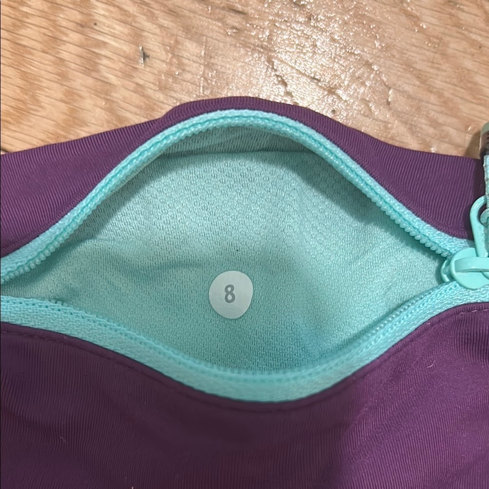 lululemon athletica Purple Plaid Athletic Shorts with Aqua Trim - Picture 3 of 4
